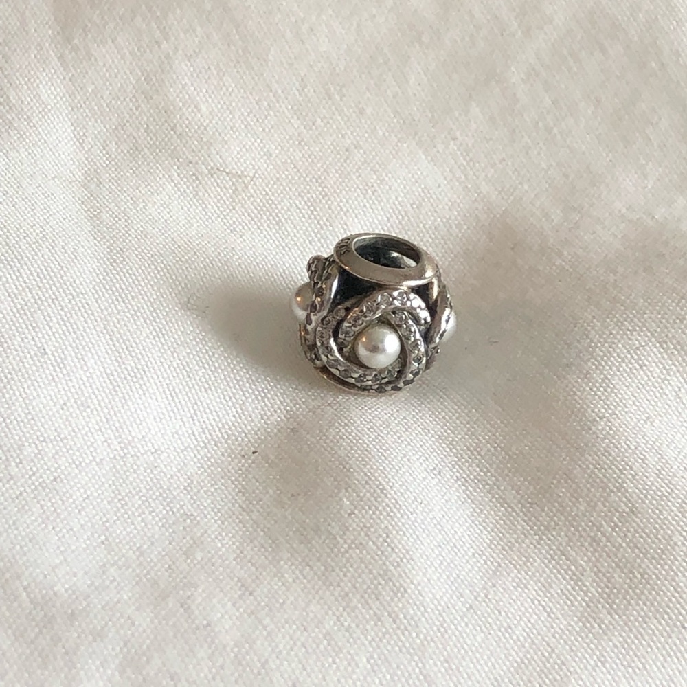 Authentic Pandora charm with white pearls
